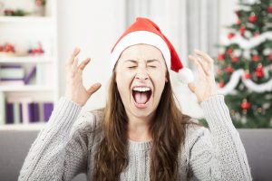 Young Girl Shout Because Of Christmas Stress